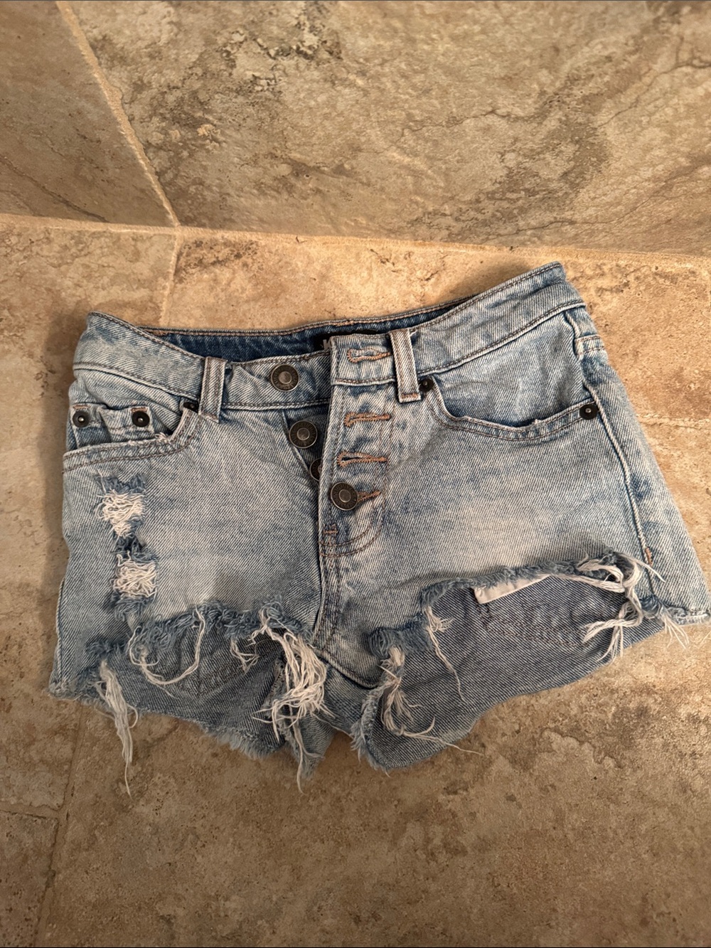 Katie J NYC Venice Jean shorts Blue Distressed Denim Cutoff Shorts girls size 10